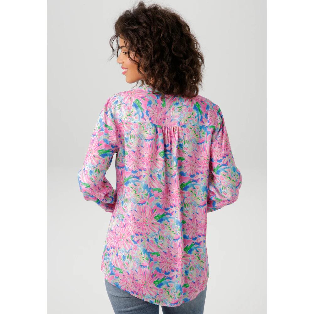 Aniston CASUAL Schlupfbluse Mit Farbenfrohem Malerischen Blumendruck - NEUE KOLLEKTION