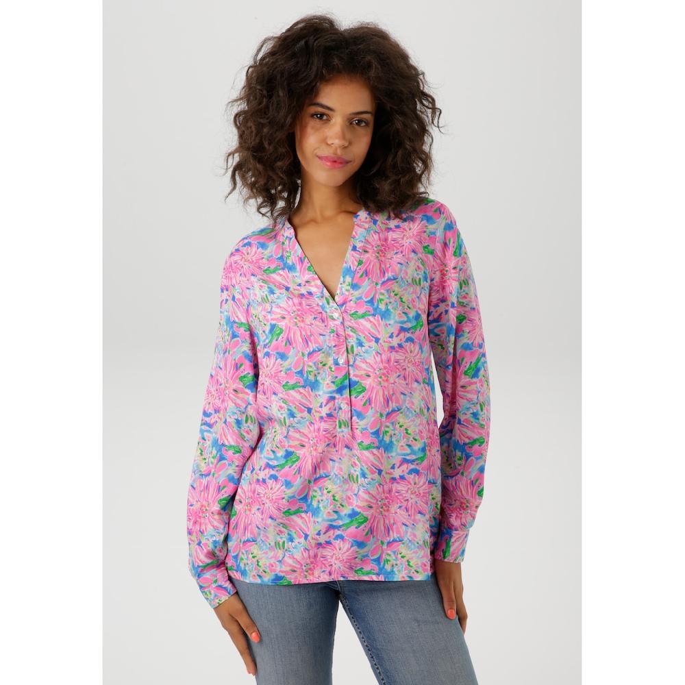 Aniston CASUAL Schlupfbluse mit farbenfrohem malerischen Blumendruck - NEUE KOLLEKTION