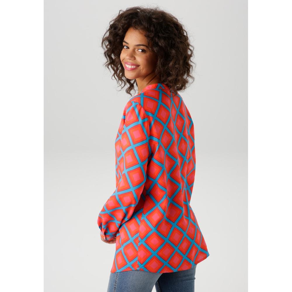 Aniston CASUAL Schlupfbluse Mit Farbenfrohen Fantasievollen Karo-Dessin - NEUE KOLLEKTION