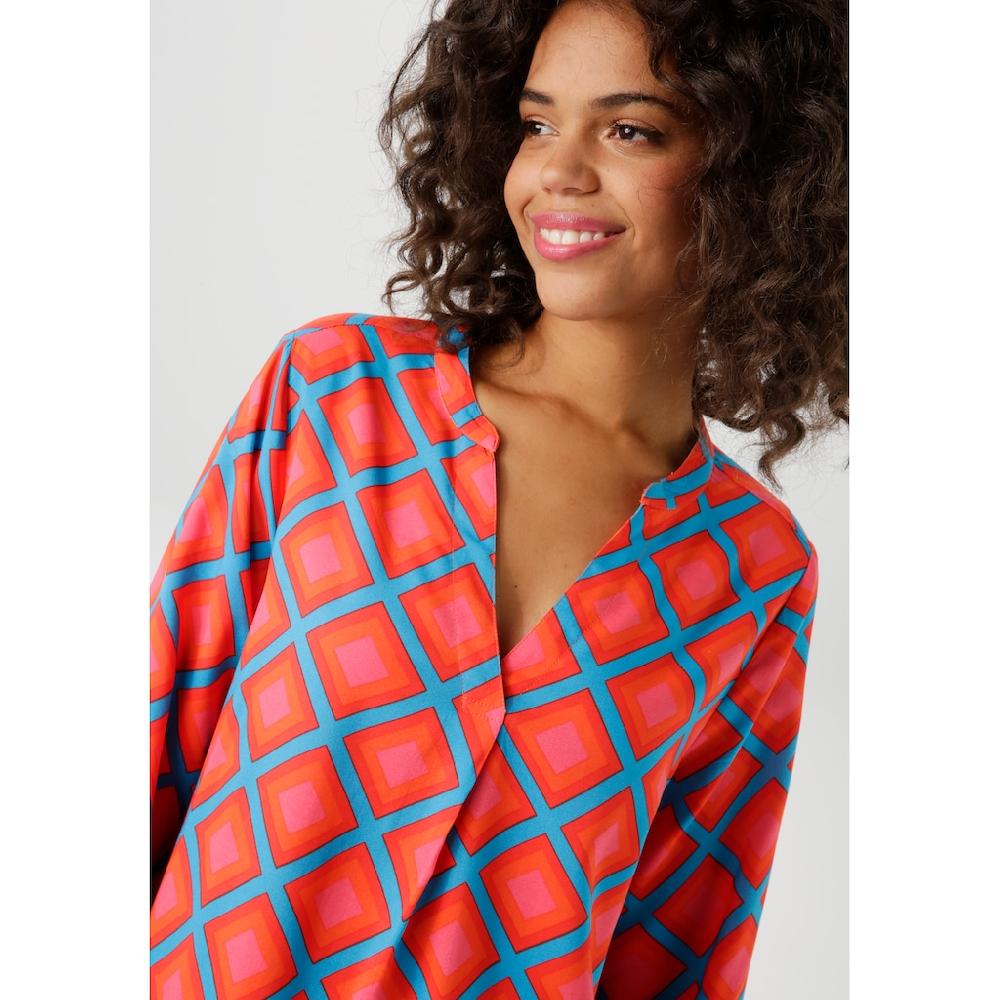 Aniston CASUAL Schlupfbluse Mit Farbenfrohen Fantasievollen Karo-Dessin - NEUE KOLLEKTION