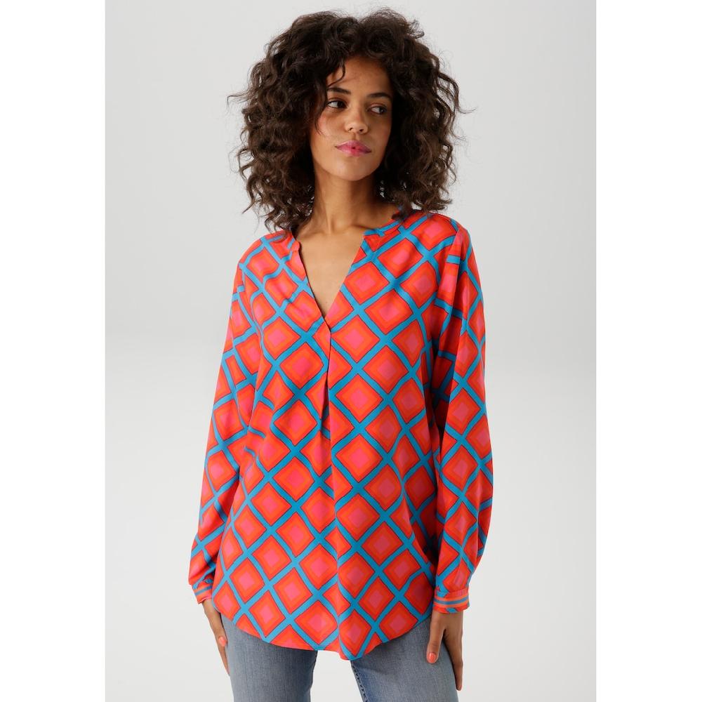 Aniston CASUAL Schlupfbluse mit farbenfrohen fantasievollen Karo-Dessin - NEUE KOLLEKTION