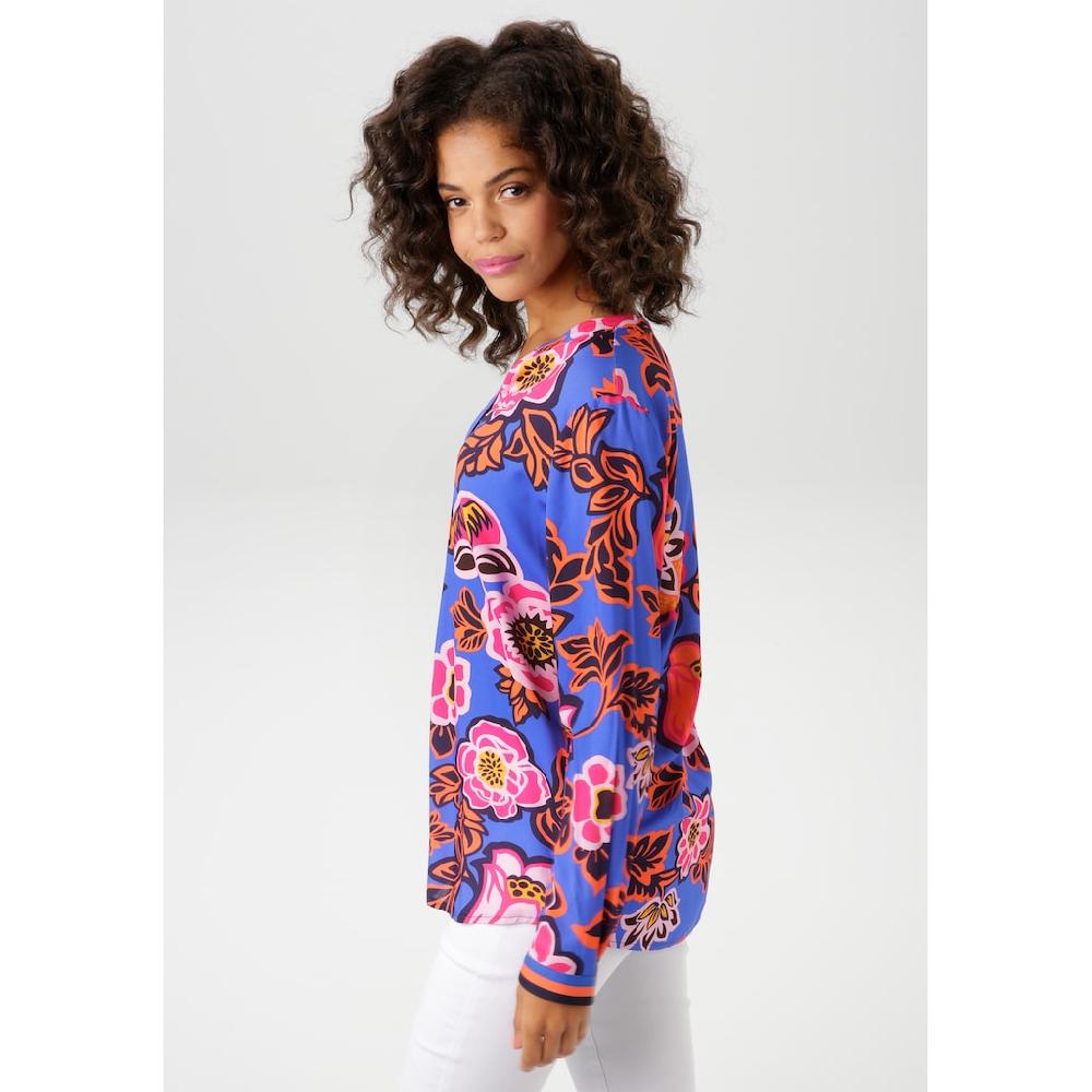 Aniston CASUAL Schlupfbluse Mit Farbenfrohen Grafischen Blumendruck - NEUE KOLLEKTION