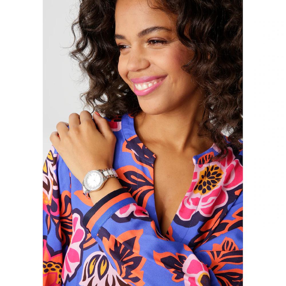 Aniston CASUAL Schlupfbluse Mit Farbenfrohen Grafischen Blumendruck - NEUE KOLLEKTION