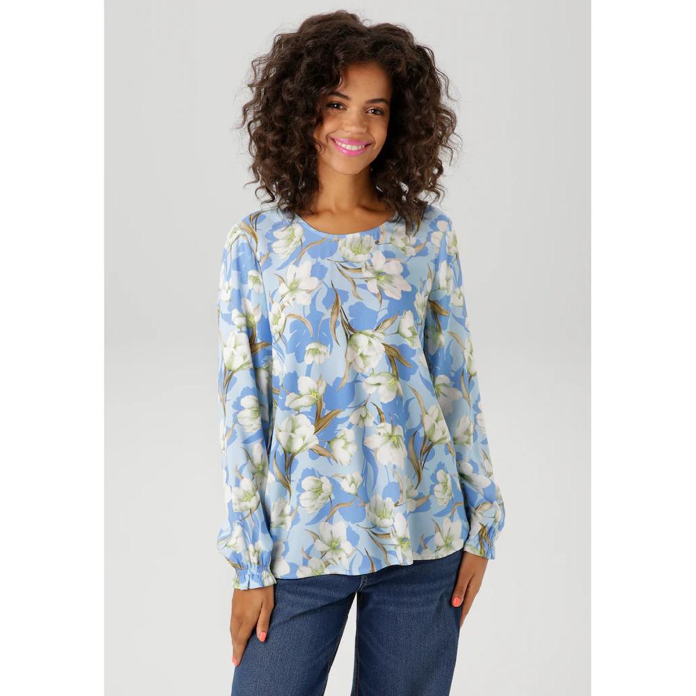 Aniston CASUAL Schlupfbluse mit farbharmonischem Blumendruck - NEUE KOLLEKTION