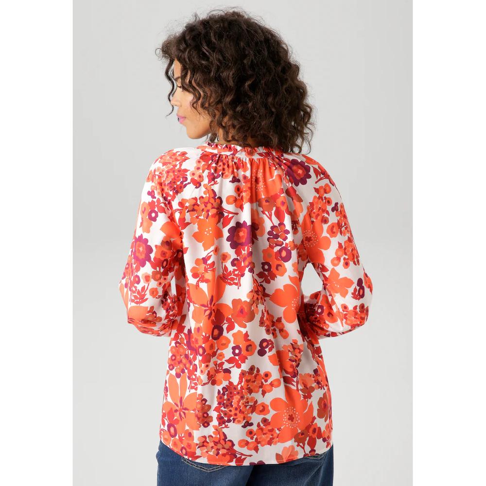 Aniston CASUAL Schlupfbluse Mit Farbharmonischem Großflächigen Blumendruck - NEUE KOLLEKTION