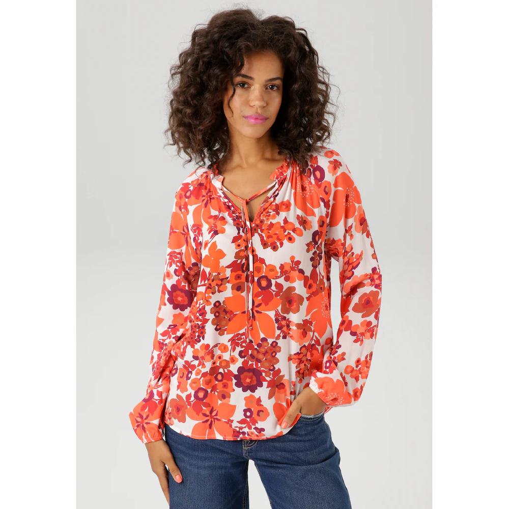 Aniston CASUAL Schlupfbluse mit farbharmonischem großflächigen Blumendruck - NEUE KOLLEKTION