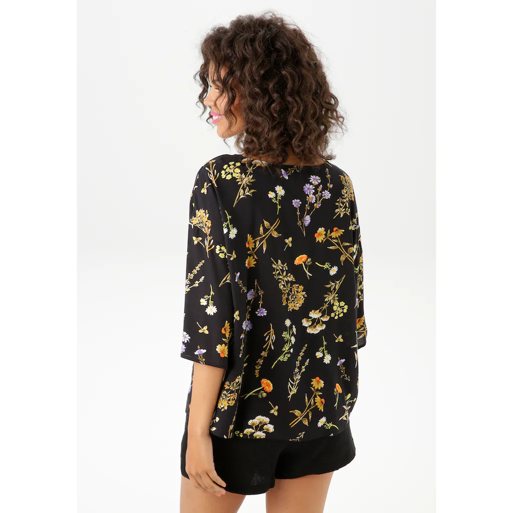 Aniston CASUAL Schlupfbluse Mit Farbharmonischen Blumendruck - NEUE KOLLEKTION