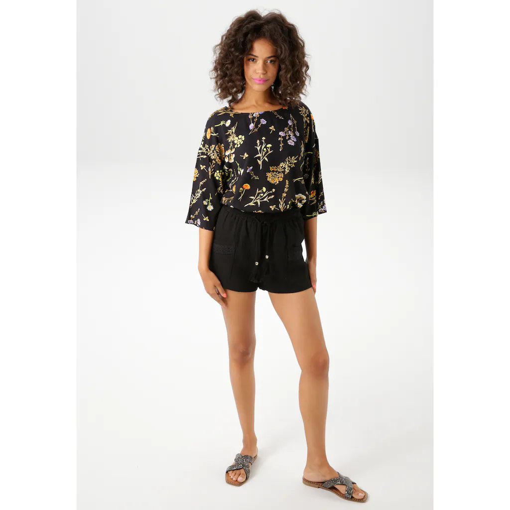 Aniston CASUAL Schlupfbluse mit farbharmonischen Blumendruck - NEUE KOLLEKTION