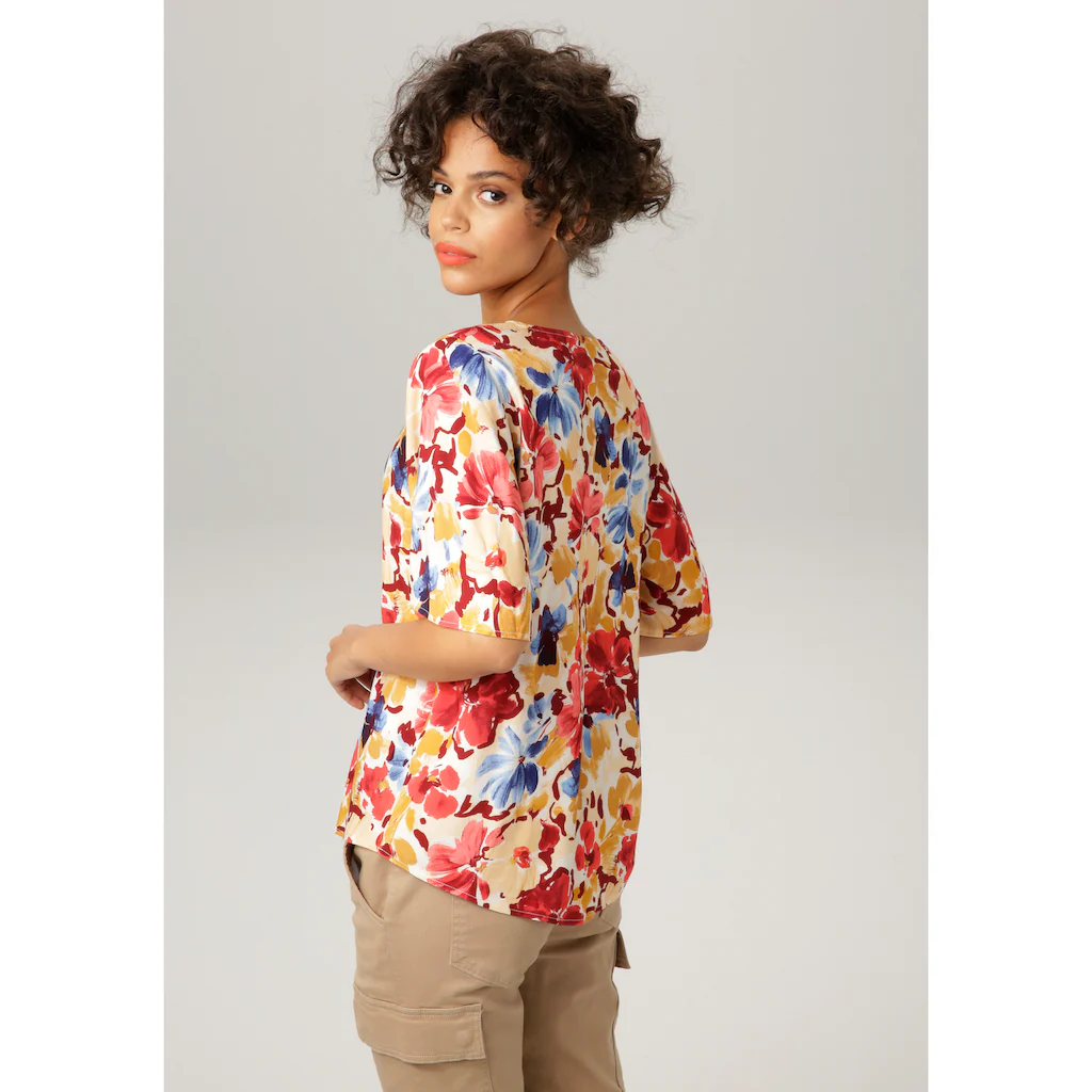 Aniston CASUAL Schlupfbluse Mit Farbintensiven Blüten Bedruckt