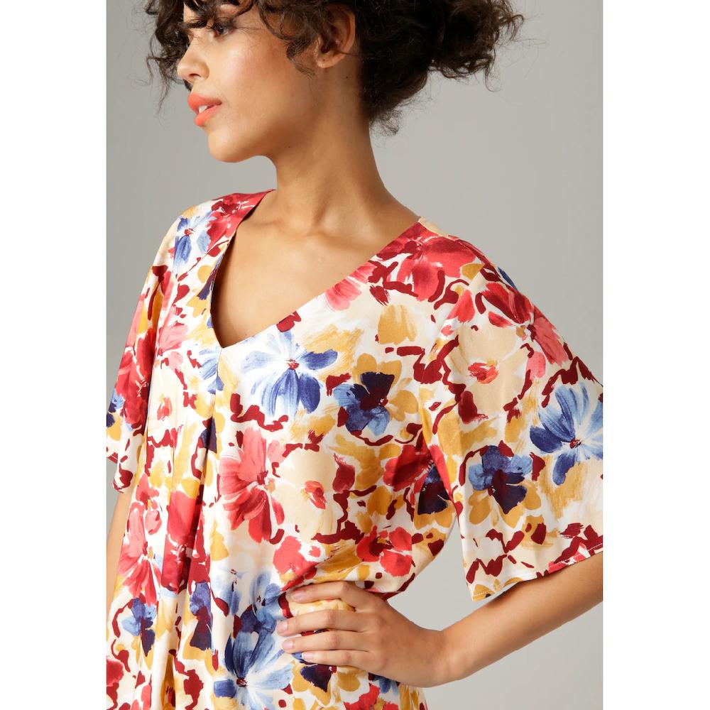 Aniston CASUAL Schlupfbluse Mit Farbintensiven Blüten Bedruckt