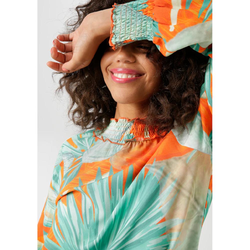 Aniston CASUAL Schlupfbluse Mit Großflächigen Blätterdruck Im Batik-Dessin - NEUE KOLLEKTION