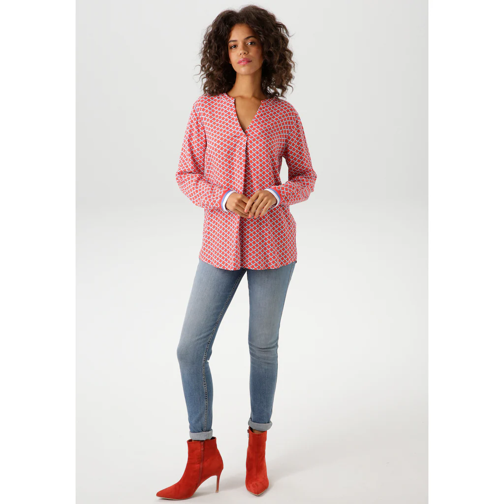 Aniston CASUAL Schlupfbluse Mit Interessanten Grafischen Druck - NEUE KOLLEKTION