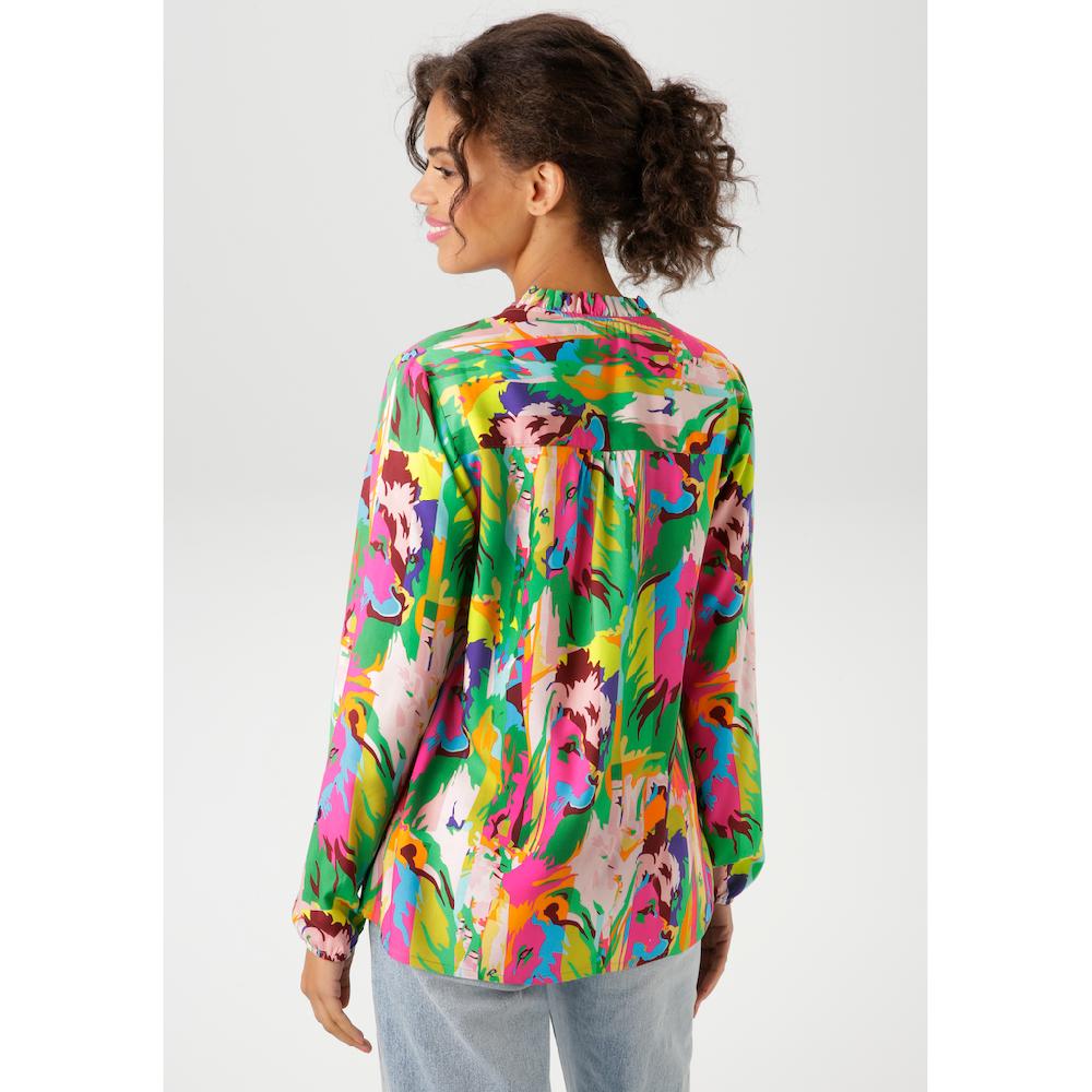 Aniston CASUAL Schlupfbluse Mit Löwenköpfen Im Farbenfrohen Dschungel-Print - NEUE KOLLEKTION