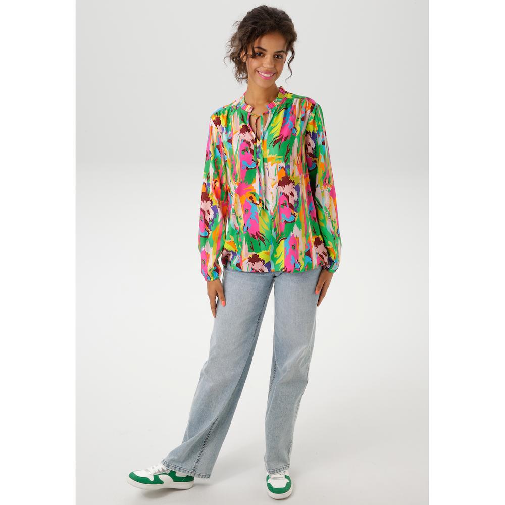 Aniston CASUAL Schlupfbluse Mit Löwenköpfen Im Farbenfrohen Dschungel-Print - NEUE KOLLEKTION