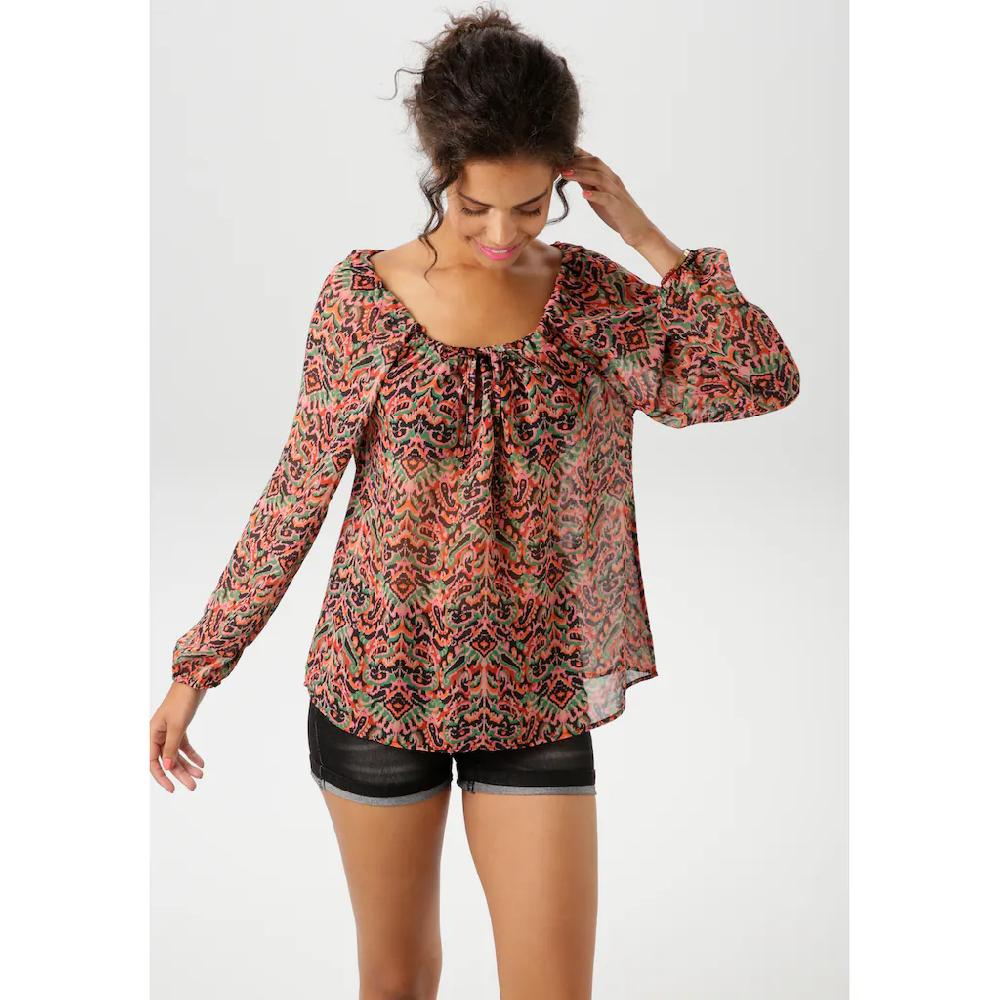 Aniston CASUAL Schlupfbluse mit raffiniertem Cut-Out im Rücken - NEUE KOLLEKTION