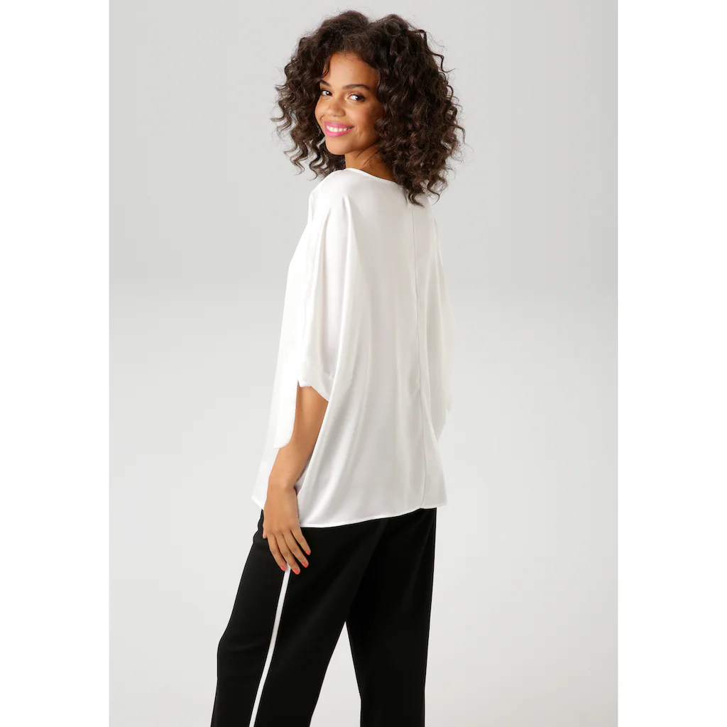 Aniston CASUAL Schlupfbluse Mit Raffinierten Cut-Out An Den 3/4-langen Ärmeln - NEUE KOLLEKTION