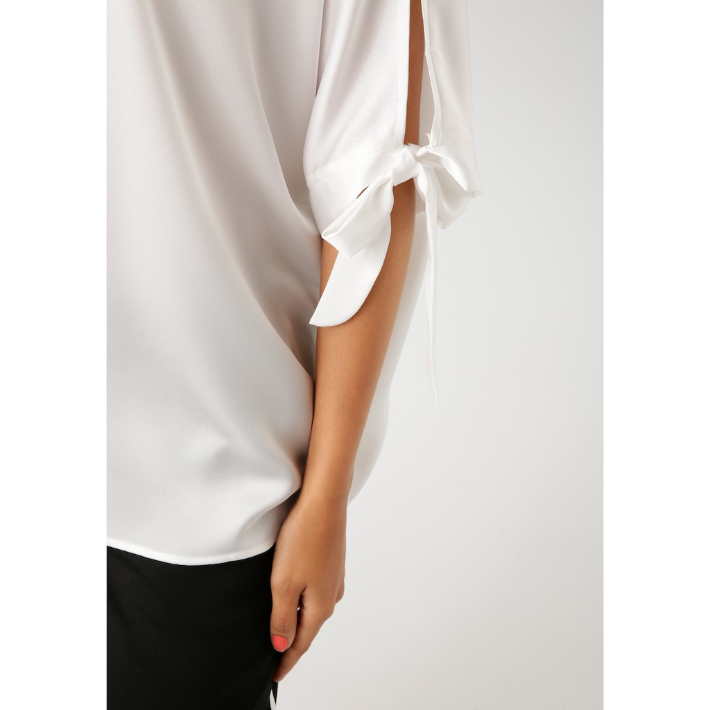 Aniston CASUAL Schlupfbluse Mit Raffinierten Cut-Out An Den 3/4-langen Ärmeln - NEUE KOLLEKTION