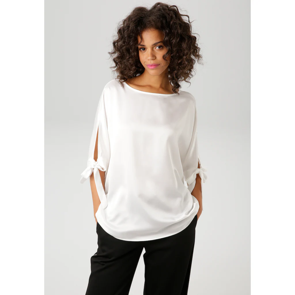 Aniston CASUAL Schlupfbluse mit raffinierten Cut-Out an den 3/4-langen Ärmeln - NEUE KOLLEKTION