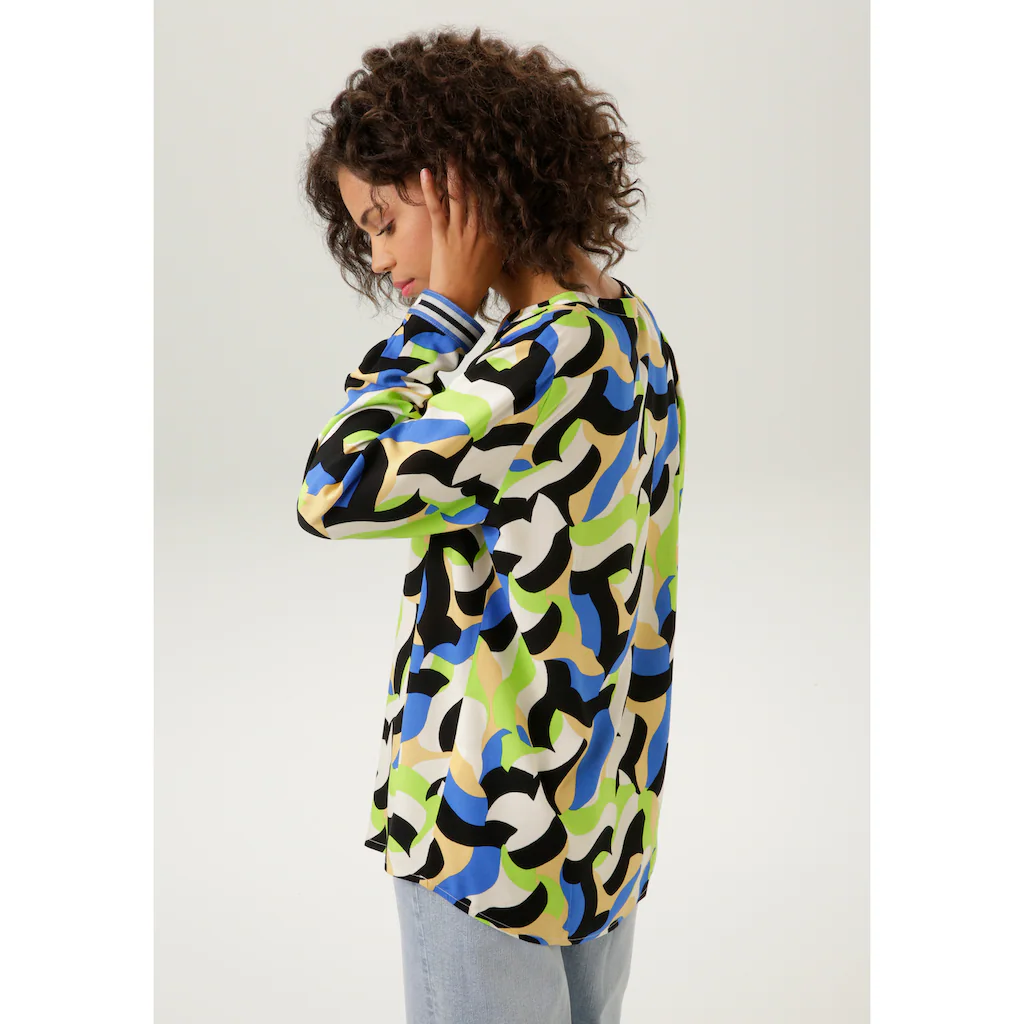 Aniston CASUAL Schlupfbluse Mit Trendfarbenen Graphischen Druck