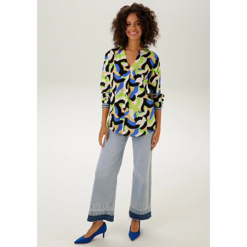 Aniston CASUAL Schlupfbluse Mit Trendfarbenen Graphischen Druck