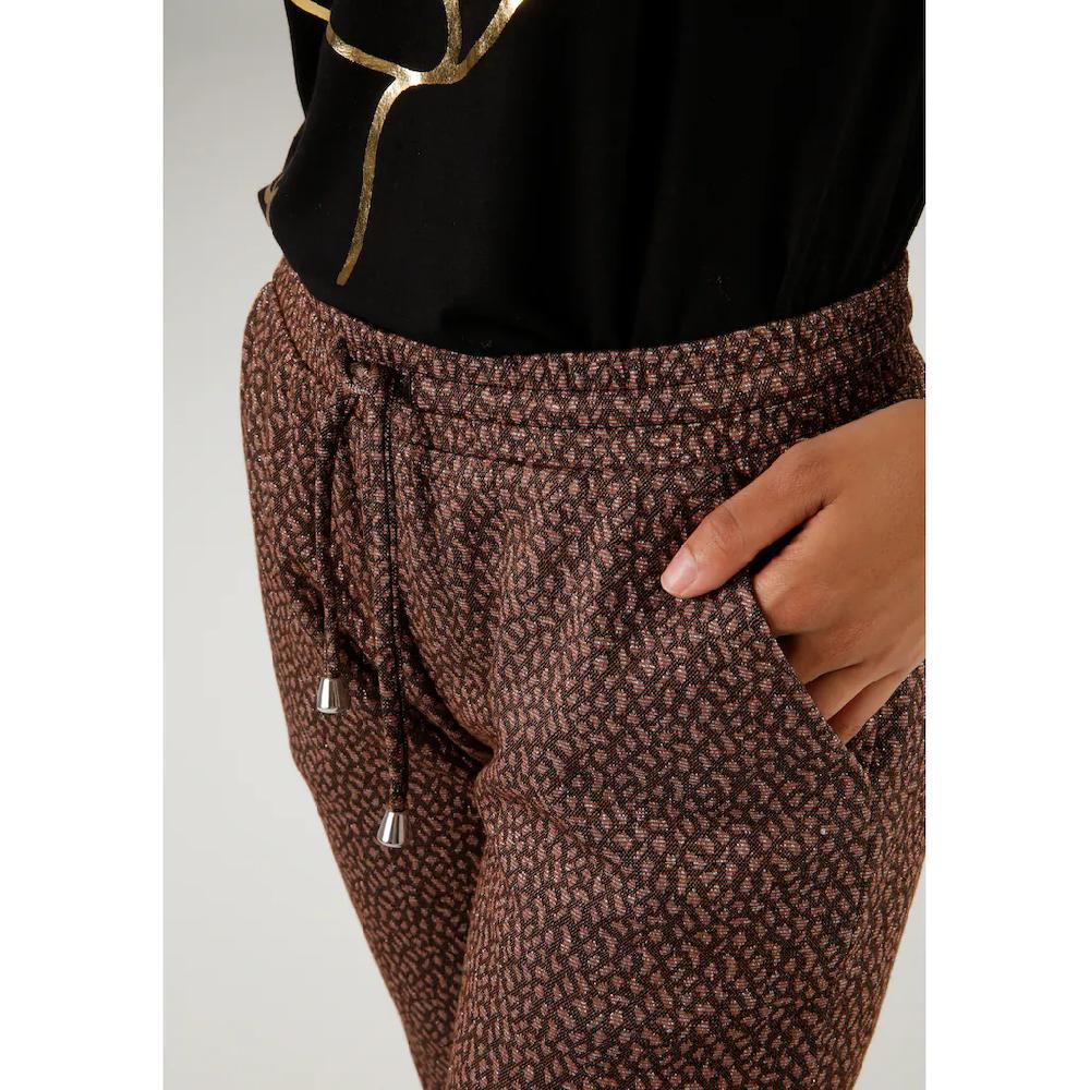 Aniston CASUAL Schlupfhose Mit Glitzerfäden Verzierter Alloverdruck