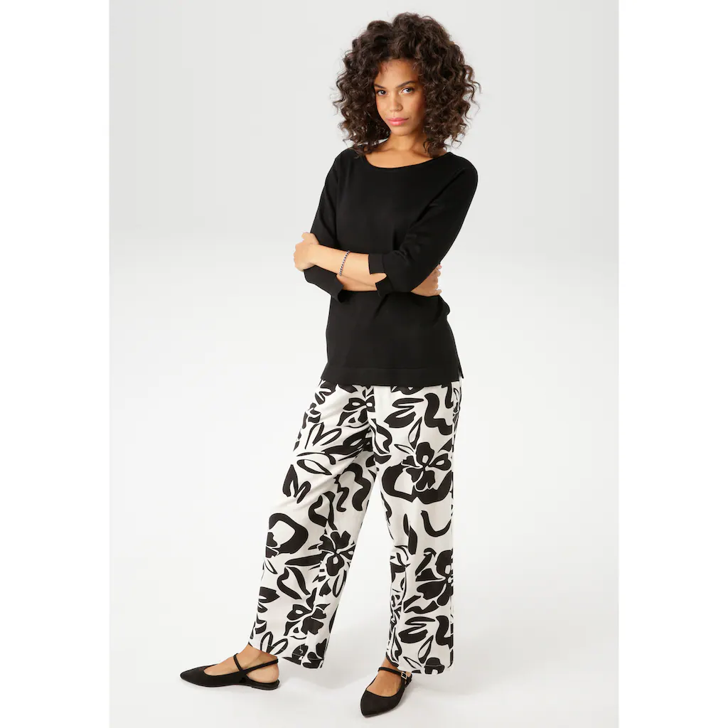 Aniston CASUAL Schlupfhose Mit Großflächigen Blättern Bedruckt - NEUE KOLLEKTION