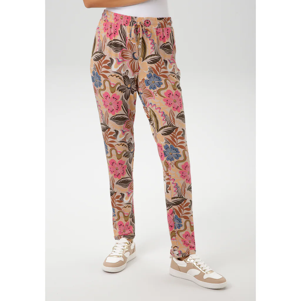 Aniston CASUAL Schlupfhose mit großflächigen Blüten und Blättern bedruckt - NEUE KOLLEKTION