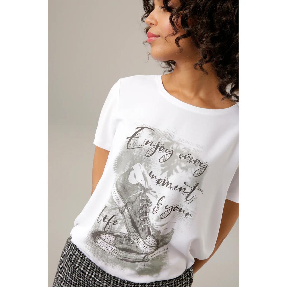 Aniston CASUAL Shirtbluse Mit Glitzersteinchen Verzierter Frontdruck