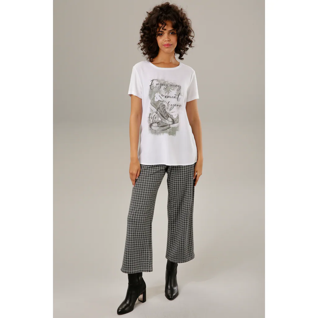 Aniston CASUAL Shirtbluse Mit Glitzersteinchen Verzierter Frontdruck