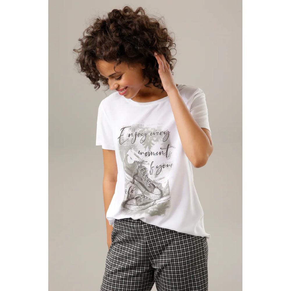 Aniston CASUAL Shirtbluse mit Glitzersteinchen verzierter Frontdruck