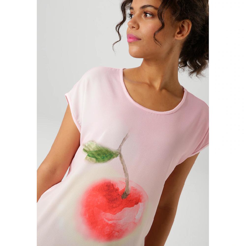 Aniston CASUAL Shirtbluse Mit Kirsche Im Aquarell-Dessin Bedrucktes Vorderteil - NEUE KOLLEKTION
