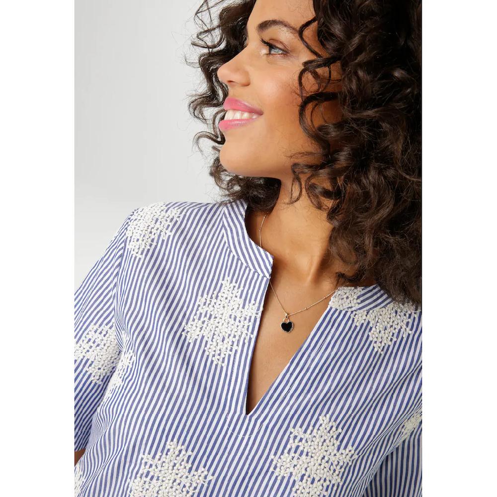 Aniston CASUAL Sommerkleid Gestreift Und Mit Aufwändigen Stickereien Verziert - NEUE KOLLEKTION