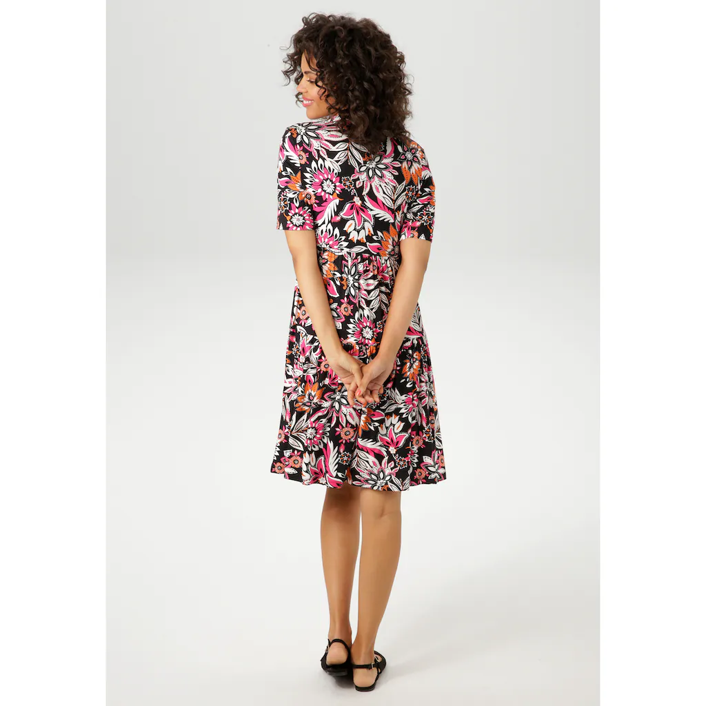 Aniston CASUAL Sommerkleid Mit Extravagantem Blumendruck- Jedes Teil Ein Unikat - NEUE KOLLEKTION