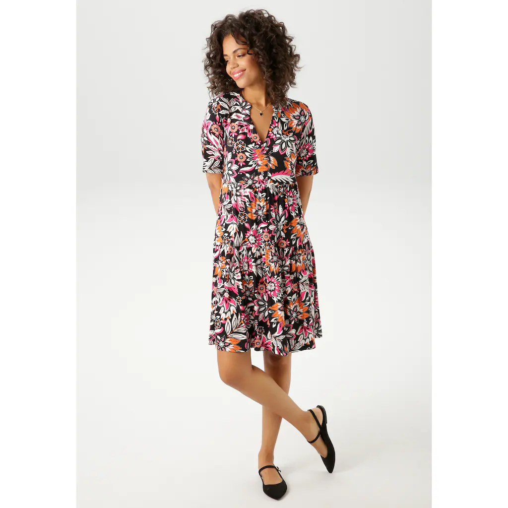 Aniston CASUAL Sommerkleid mit extravagantem Blumendruck- jedes Teil ein Unikat - NEUE KOLLEKTION