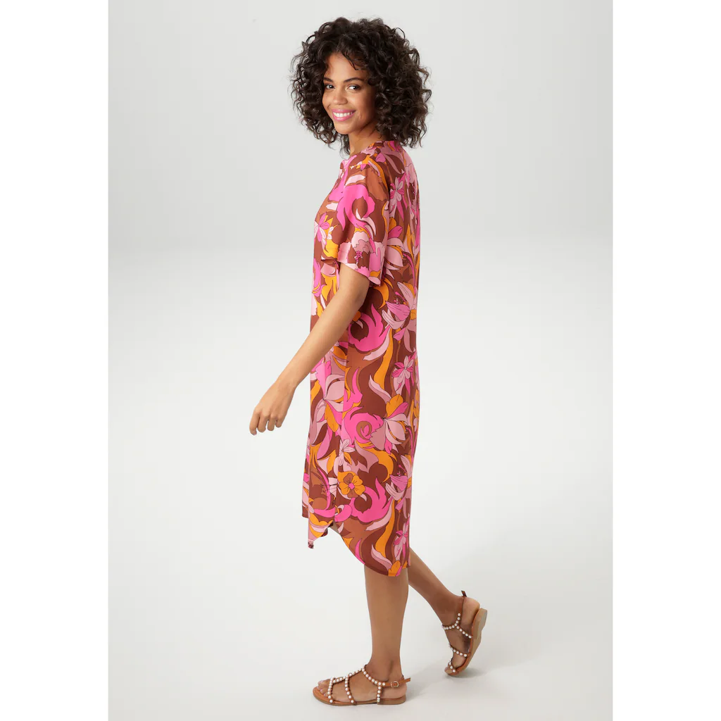 Aniston CASUAL Sommerkleid Mit Extravagantem Grafischen Blumendruck - NEUE KOLLEKTION