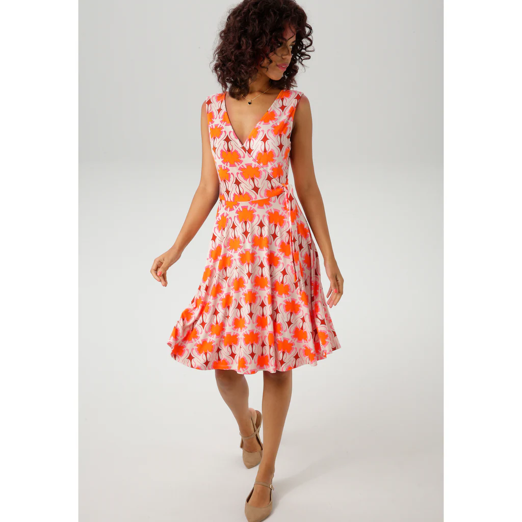 Aniston CASUAL Sommerkleid Mit Extravagantem Retro-Muster- Jedes Teil Ein Unikat- NEUE KOLLEKTION