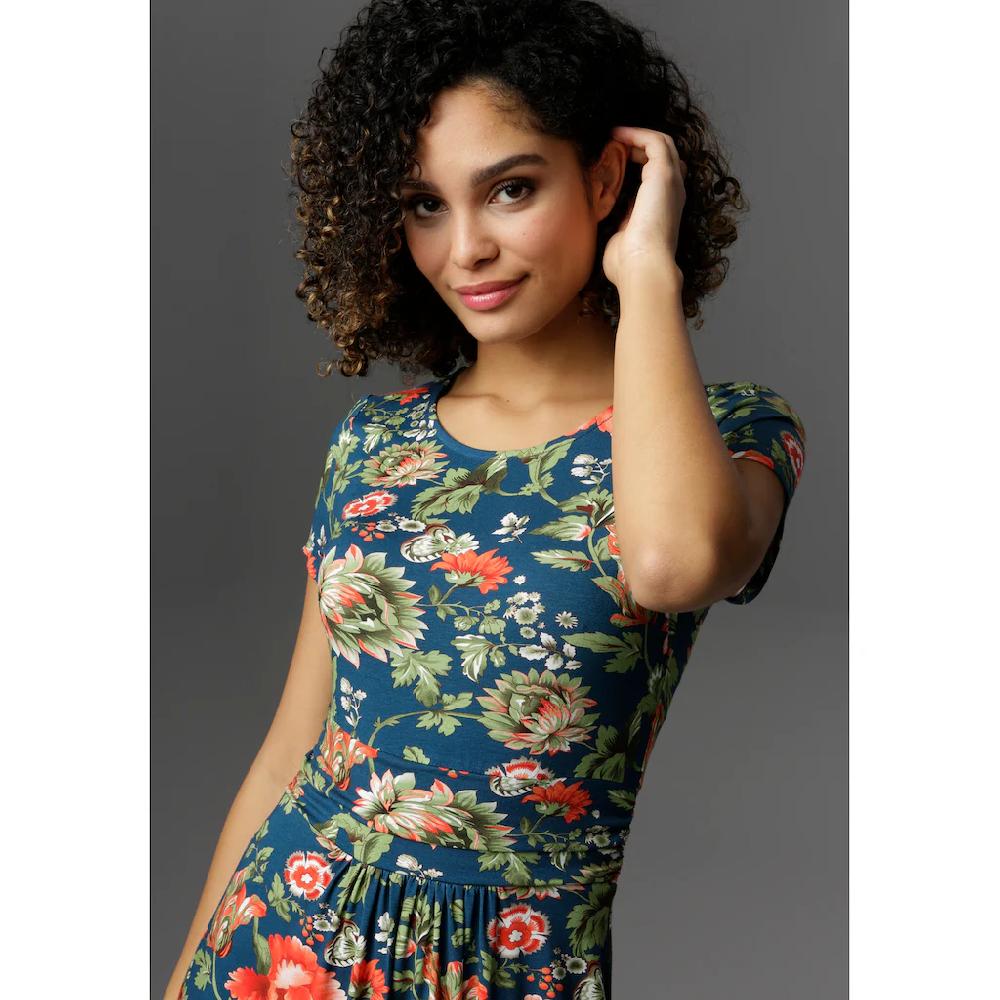 Aniston CASUAL Sommerkleid Mit Farbenfrohem Blumendruck