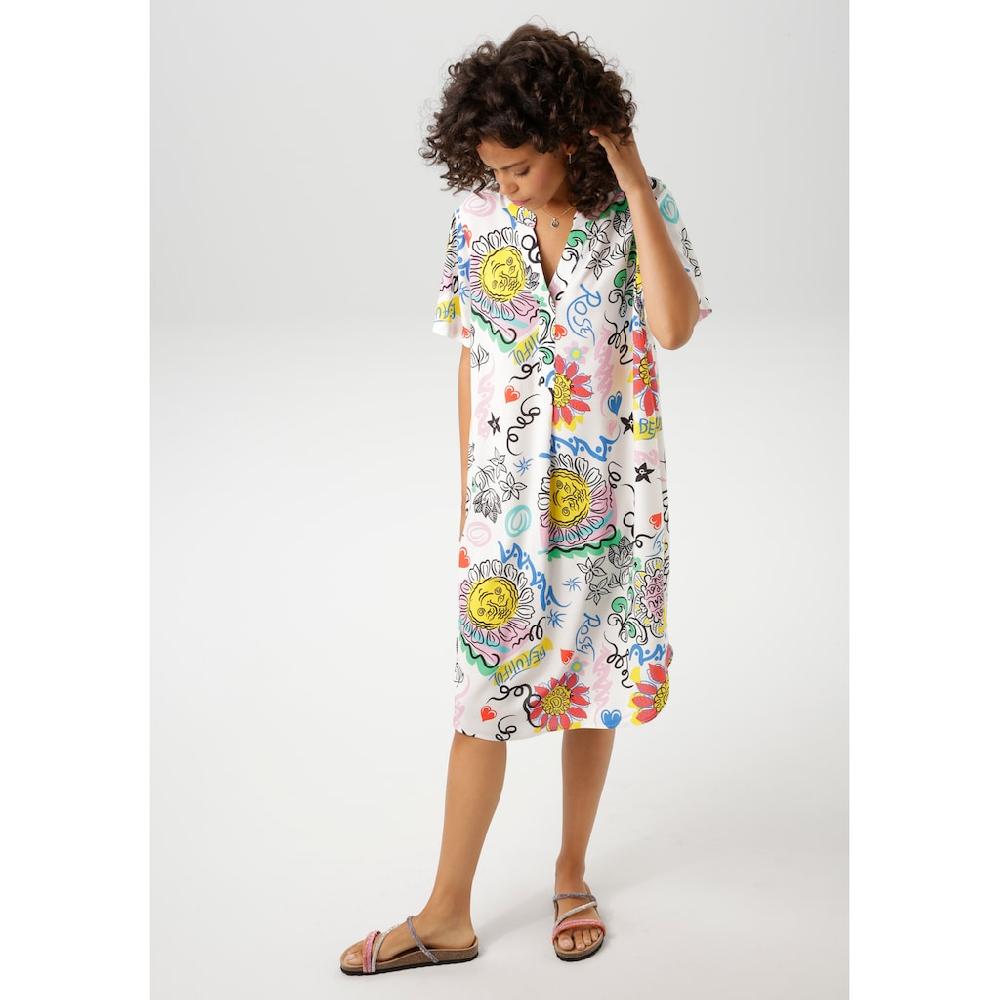 Aniston CASUAL Sommerkleid Mit Farbenfrohem Kunstvollen Druck - NEUE KOLLEKTION