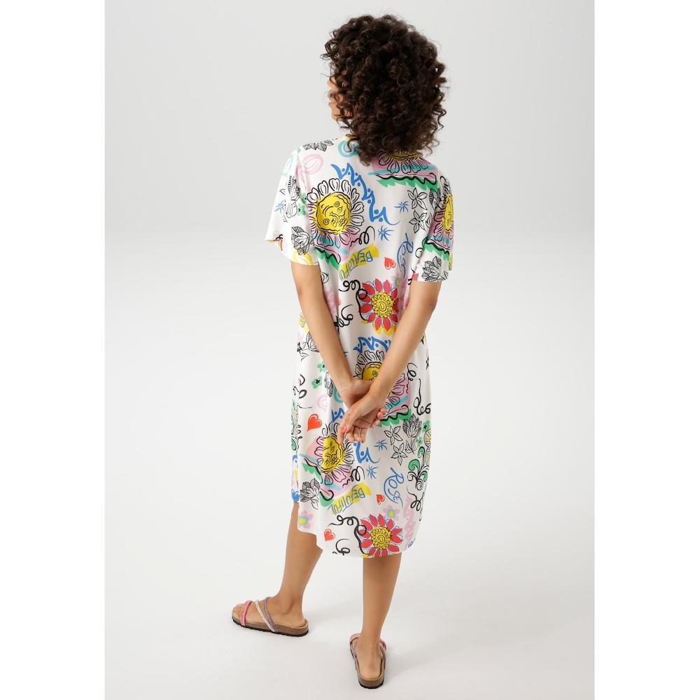 Aniston CASUAL Sommerkleid Mit Farbenfrohem Kunstvollen Druck - NEUE KOLLEKTION