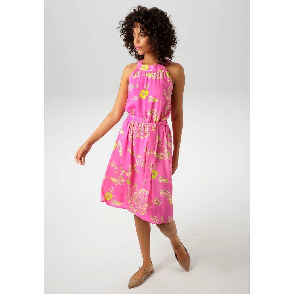 Aniston CASUAL Sommerkleid Mit Farbenfrohen Grafischen Blumendruck - NEUE KOLLEKTION