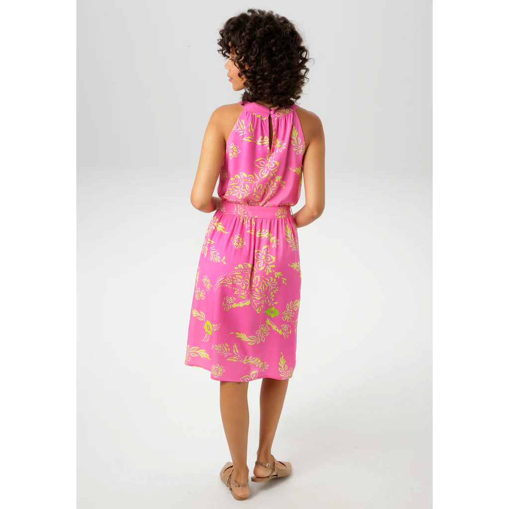 Aniston CASUAL Sommerkleid Mit Farbenfrohen Grafischen Blumendruck - NEUE KOLLEKTION