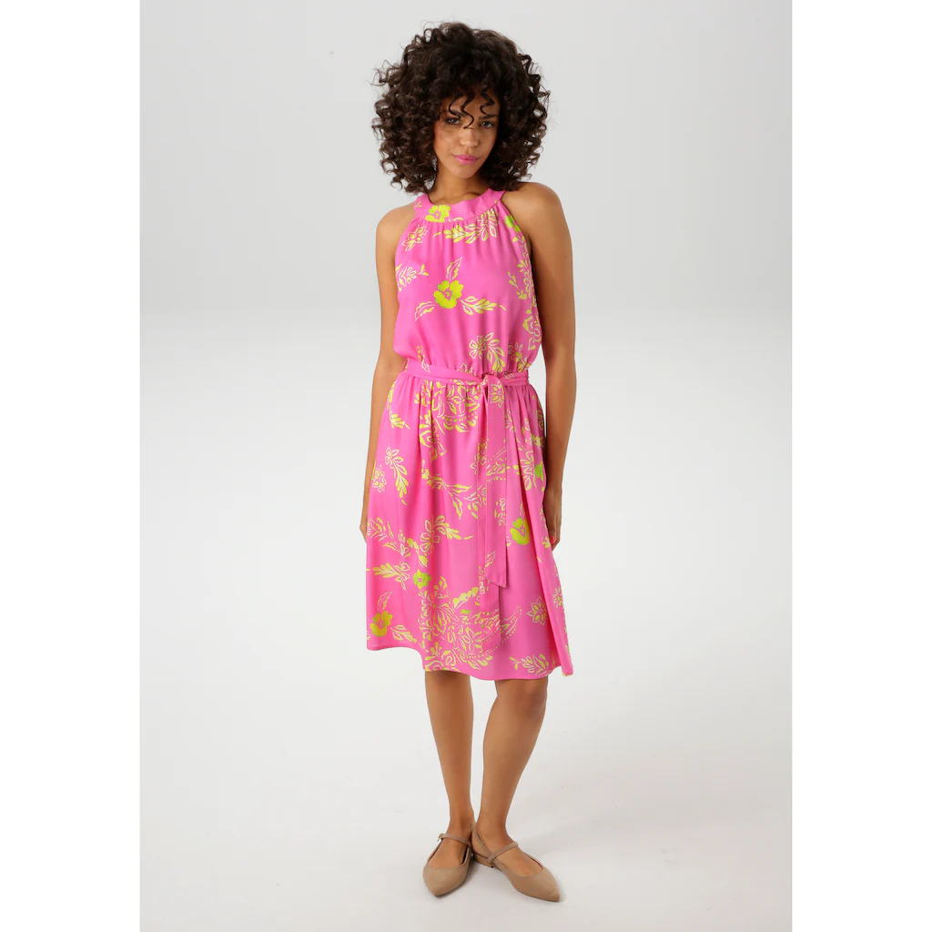Aniston CASUAL Sommerkleid mit farbenfrohen grafischen Blumendruck - NEUE KOLLEKTION