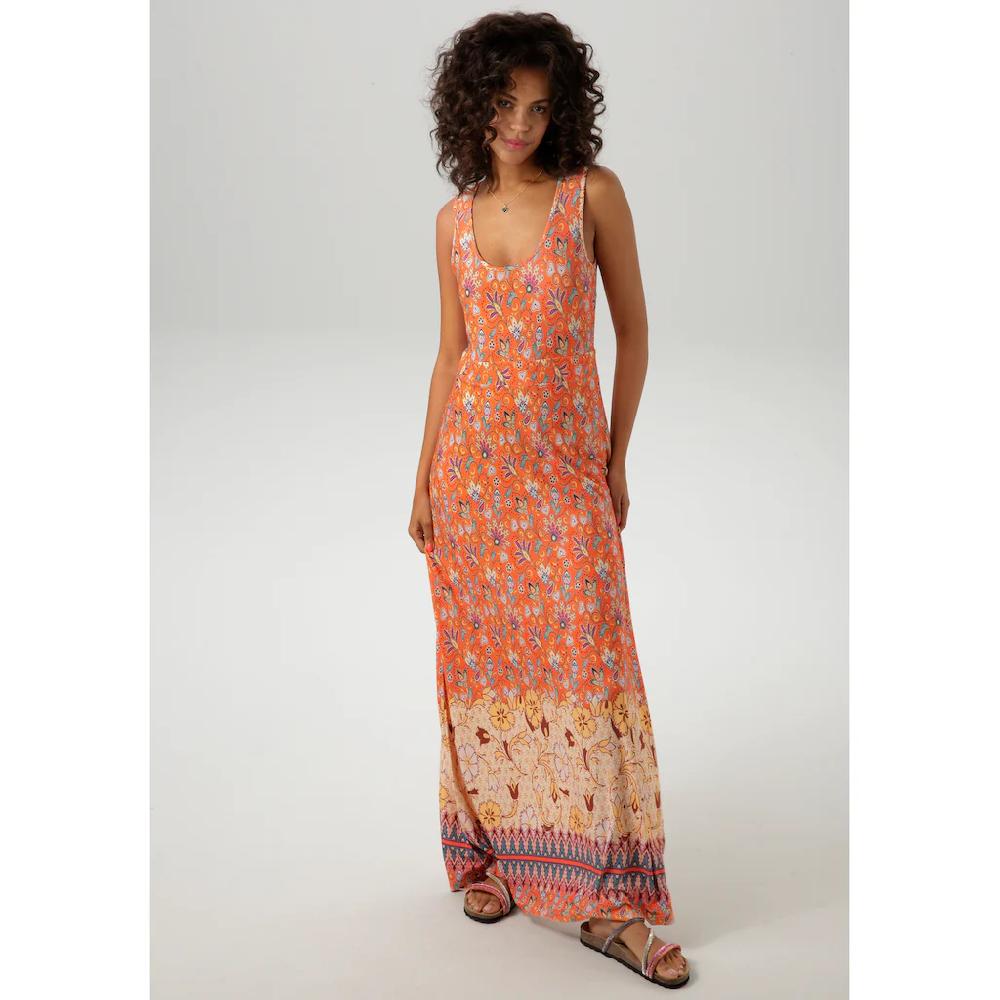 Aniston CASUAL Sommerkleid Mit Farbharmonischem Blumendruck Und Bordüre Am Saum - NEUE KOLLEKTION