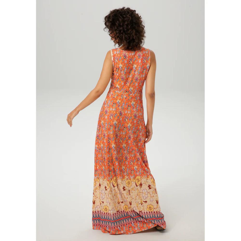 Aniston CASUAL Sommerkleid Mit Farbharmonischem Blumendruck Und Bordüre Am Saum - NEUE KOLLEKTION