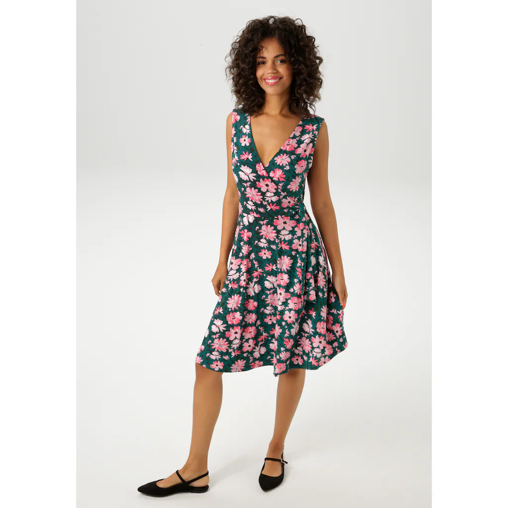 Aniston CASUAL Sommerkleid Mit Malerischen Blumendruck - Jedes Teil Ein Unikat - NEUE KOLLEKTION