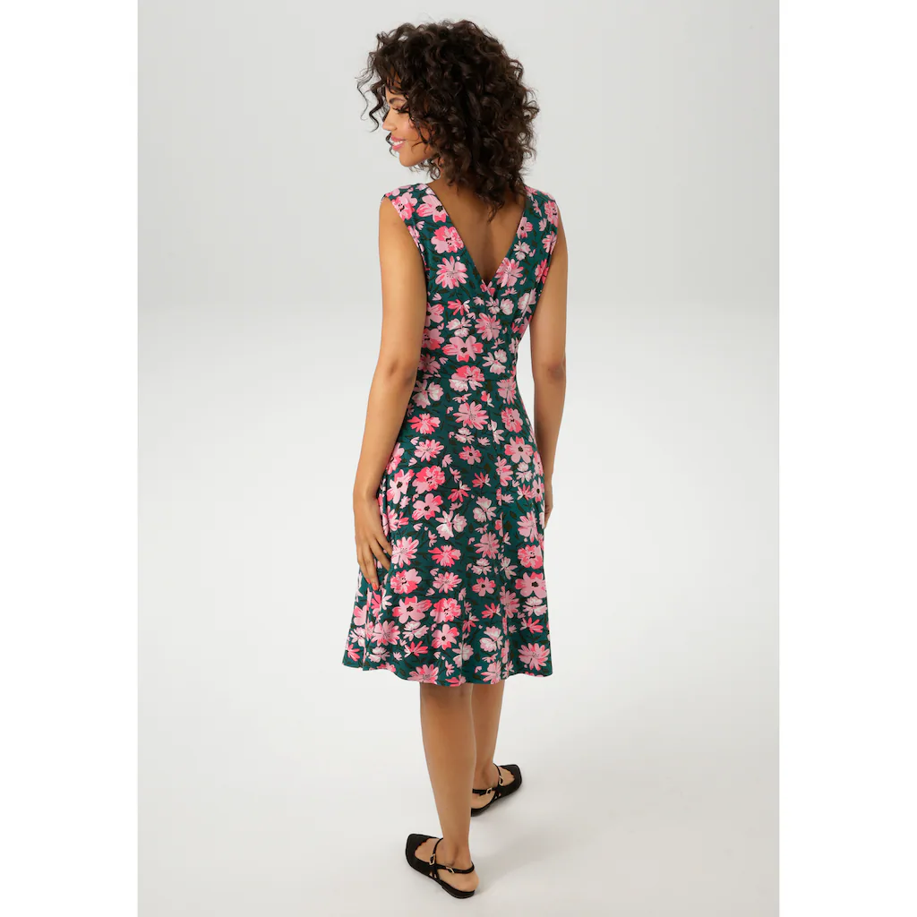 Aniston CASUAL Sommerkleid Mit Malerischen Blumendruck - Jedes Teil Ein Unikat - NEUE KOLLEKTION