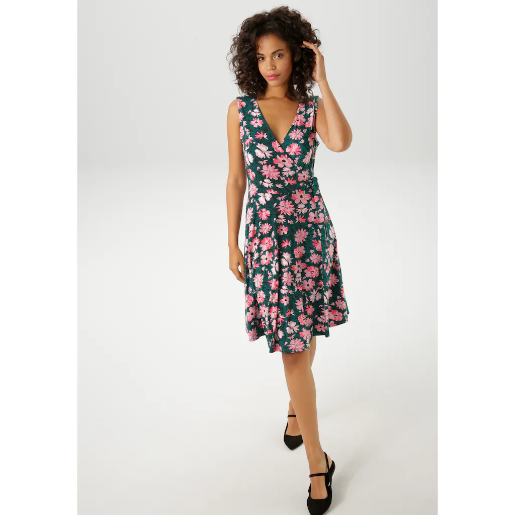 Aniston CASUAL Sommerkleid mit malerischen Blumendruck - jedes Teil ein Unikat - NEUE KOLLEKTION