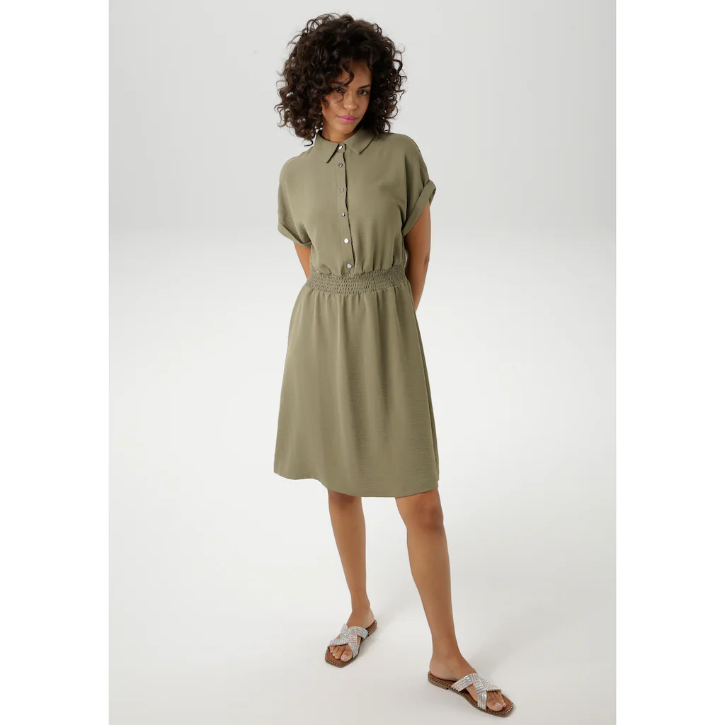 Aniston CASUAL Sommerkleid Mit Smokbündchen In Der Taille - NEUE KOLLEKTION