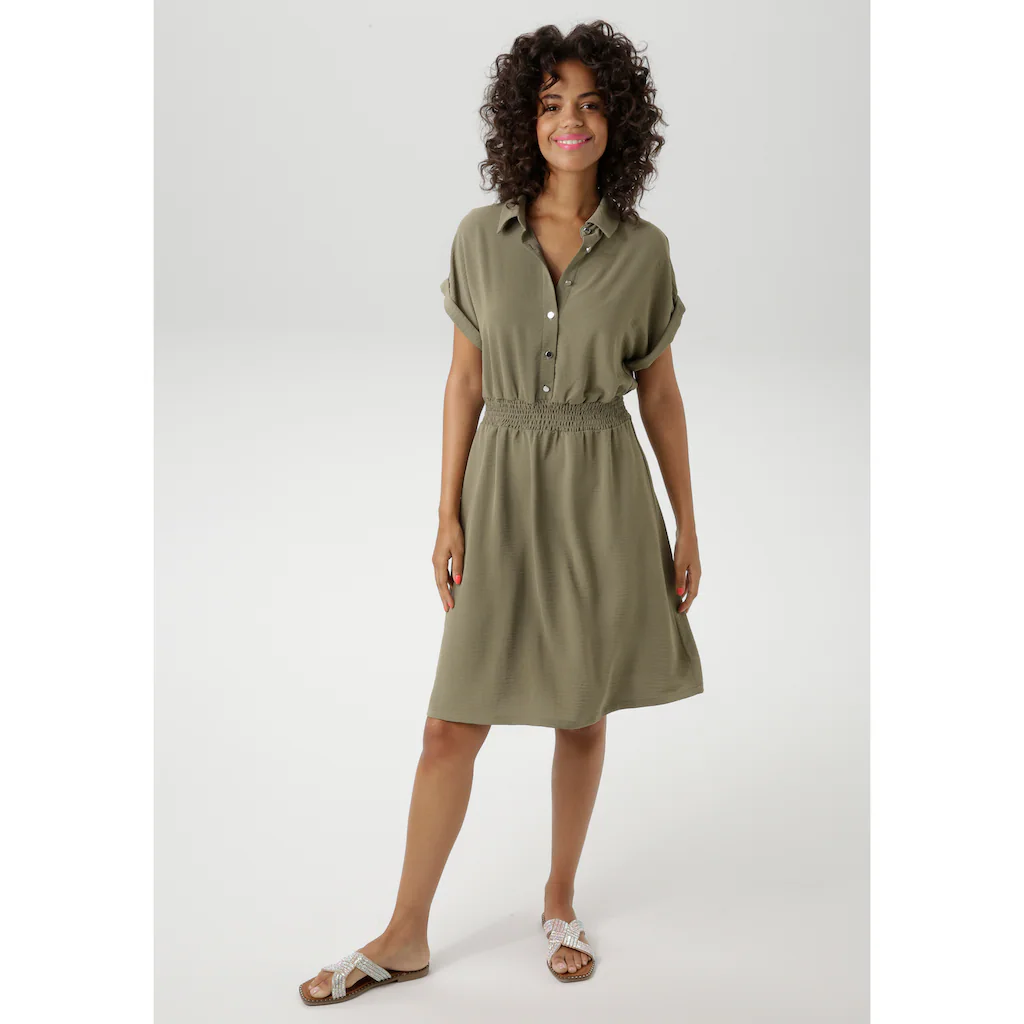 Aniston CASUAL Sommerkleid mit Smokbündchen in der Taille - NEUE KOLLEKTION