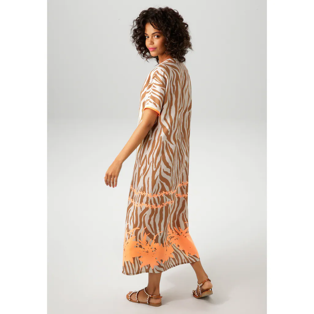 Aniston CASUAL Sommerkleid Mit Zebrastreifen Und Extravagantem Bordüren-Druck - NEUE KOLLEKTION